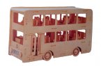 Educational White Wooden Assembled Double Decker Bus Toy