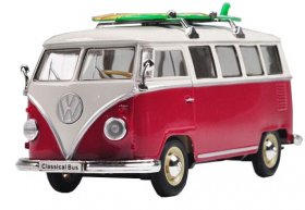 Welly 1:24 Scale White-Red Diecast 1963 VW T1 Bus Model