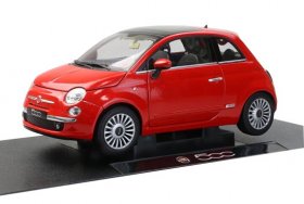Red 1:18 Scale Welly Diecast 2007 Fiat 500 Model