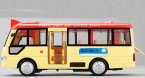 Kids Yellow-Red Pull-Back Function Diecast Coach Bus Toy