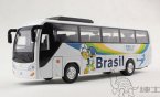 Kids White Diecast Brazil World Cup Theme Tour Bus Toy