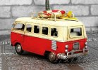 Medium Scale Red-White Vintage Style Bus Model