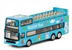 Blue 1:87 Scale Kids Rabbit Diecast Double Decker Bus Toy