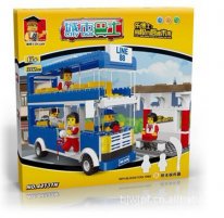 302 Pieces Blue Kids Educational Building Blocks Bus Toy
