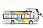 Kids White Amusement Park Diecast Double Decker Bus Toy