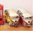 Large Scale White-Yellow / White-Red Tinplate Retro Bus Model