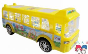 Kids Yellow / Red Plastics Cartoon Design Electric Bus Toy