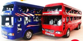 Large Scale Kids Red / Blue Double Decker City Bus Toy