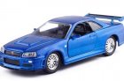 Blue 1:32 Scale JADA Kids Diecast Nissan GT-R R34 Toy