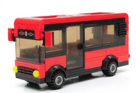 DIY Red Plastic School Bus With Bus Station Assembled