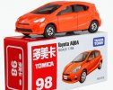 1:59 Scale Orange Kids TOMY NO.98 Diecast Toyota AQUA Toy