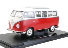 1:18 Scale 1963 Red/ Blue/ Gray Welly VW T1 Microbus Model