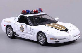 White 1:18 Scale Police Diecast Chevrolet Corvette Z06 Model