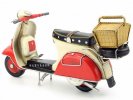 Red-White Vintage 1:6 Scale Tinplate Vespa Scooter Model