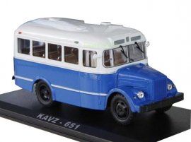 White-Blue 1:43 Scale Diecast Soviet Union KAVZ-651 Bus Model