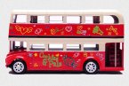 Kids Red Flower Patterns Diecast London Double-Decker Bus Toy
