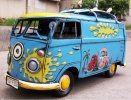 Pure Handmade Large Scale Hippie Blue 1967 Luxury Bus Model