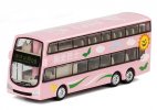 Pink 1:87 Scale Kids Sunshine Diecast Double Decker Bus Toy