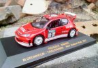 Red 1:43 Scale 2003 New Zealand Rally Diecast Peugeot 206 Model