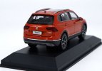 1:43 Silver / Orange Scale 2017 Diecast VW Tiguan L Model