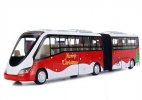Red-White Merry Christmas Diecast Articulated Trolley Bus Toy