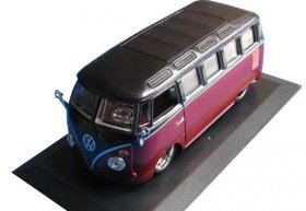 1:43 Scale Red-black Volkswagen Van Samba Bus Model