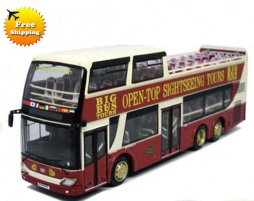 1:76 Scale Red England Open-top Sightseeing Double Deck Tour Bus