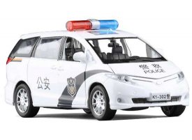 Kids 1:32 Scale White Police Diecast Toyota Previa Toy