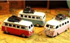 Small Scale Tinplate Red / Pink / Green Vintage Style Bus Model