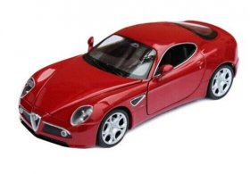 Red /Yellow /Black 1:24 Scale Welly Diecast Alfa Romeo 8C Model