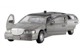 Kids 1:38 Black / White / Gray Diecast Lincoln Limousine Toy