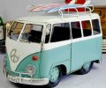 1:10 Large Scale Tinplate Red / Blue Retro Style VW Bus Model
