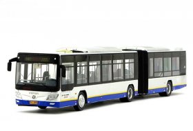1:64 Yellow-Blue NO.113 Diecast Foton BeiJing Articulated Bus