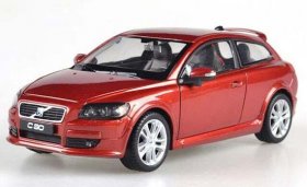 Welly 1:24 Scale Silver / Red Diecast Volvo C30 Model