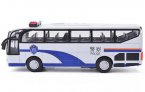 Blue-White Kids Pull-Back Function Die-Cast Police Bus Toy