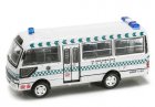 White HK St . Johns Ambulance Toyota Coaster Diecast Coach Bus