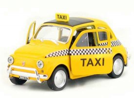 Yellow 1:36 Scale Kids Welly Diecast Fiat Nuova 500 Taxi Toy