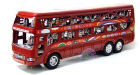 Kids Red / Blue Plastic Made Double Decker Bus Toy