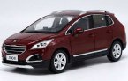 Red / White / Gray 1:18 Scale Diecast Peugeot 3008 SUV Model
