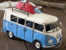 Vintage Blue / Yellow Medium Scale Tinplate VW Bus Model