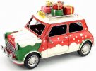 1:10 Scale Retro Christmas Theme Tinplate Mini Cooper Car Model