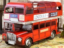 Red Medium Scale Tinplate NO.137 London Double Decker Bus Model