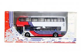 1:76 Scale CMNL Red-White Diecast Double Decker Bus Model