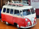 Blue / Yellow / Red Handmade Medium Scale Tinplate VW Bus Model