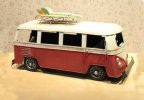 Large Scale White-Red Tinplate Made Bus Model