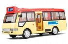 Kids Yellow-Red Pull-Back Function Diecast Coach Bus Toy