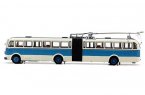 White-Blue 1:64 BK560 Diecast Articulated Trolley Bus Model