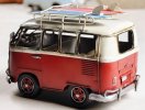Medium Scale Tinplate Red / White Handmade Vintage VW Style Bus