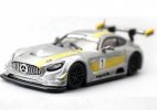 Silver-Yellow 1:64 Scale Diecast Mercedes AMG GT3 Model