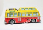 Yellow-Red Tinplate Clockwork Spring Function Bus Model